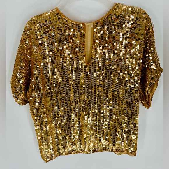 Vintage Gold Rina Z Sequin Top Medium - Picture 3 of 9